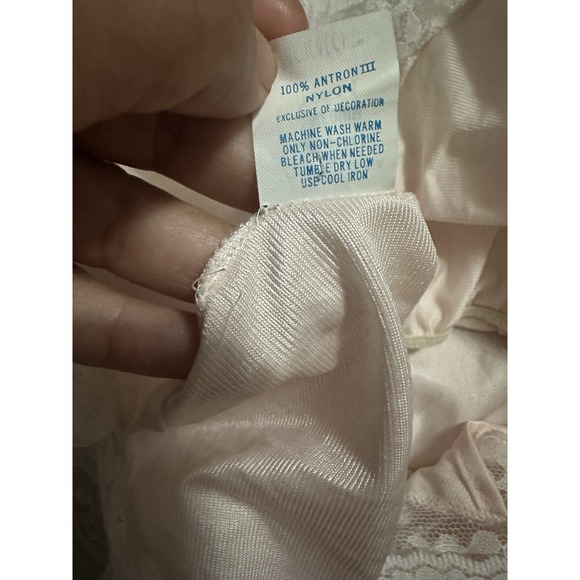 Vintage Delicates Antron Nylon Teddy Sz M - Pink / White Lace - Picture 9 of 9